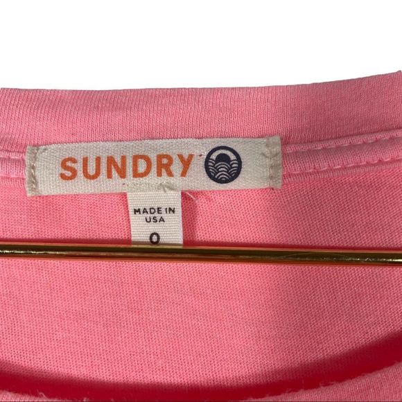SUNDRY Pink Cotton t-shirt Modal with Heart - Picture 3 of 4